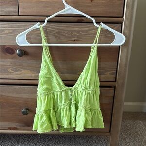 Lime Green Ruffled Women's Top Urban Outfitters